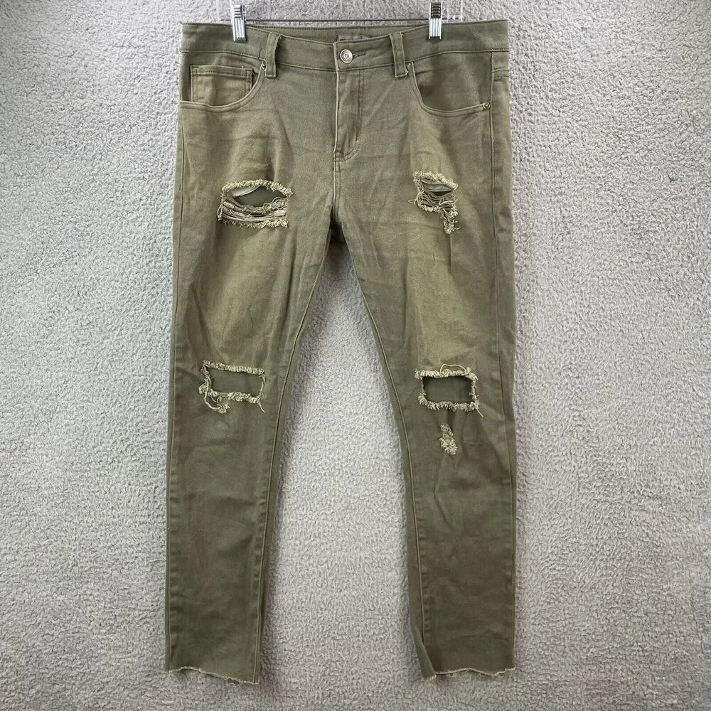 CJ Black Premium Mens Jeans 34x32 Grunge Skinny Flex Destroyed Raw Hem (36x29)